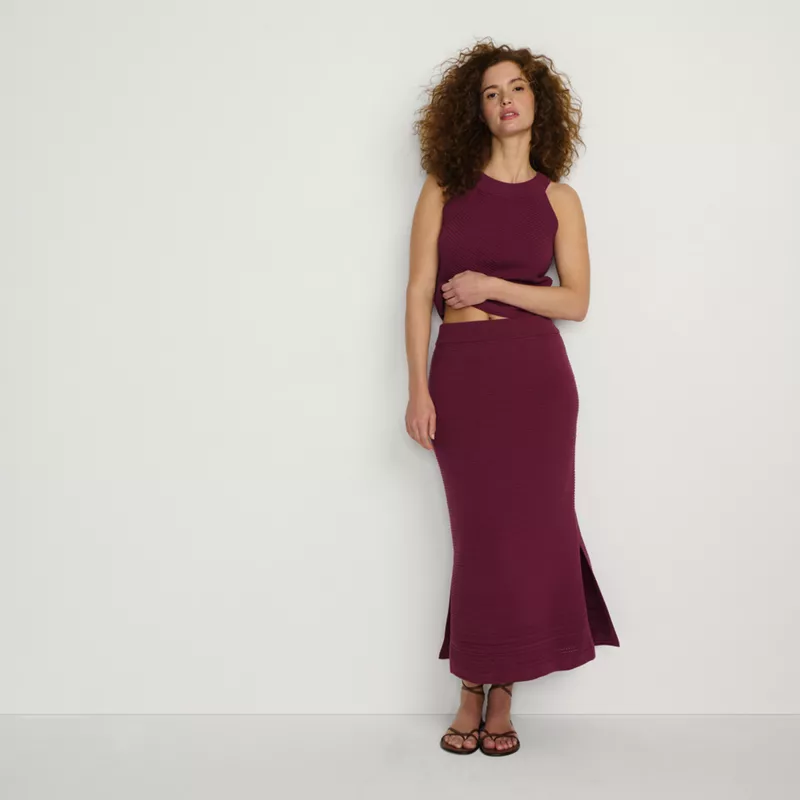 Women's Cotton Pointelle Sweater Maxi Skirt - Set Bottom, alternative image
