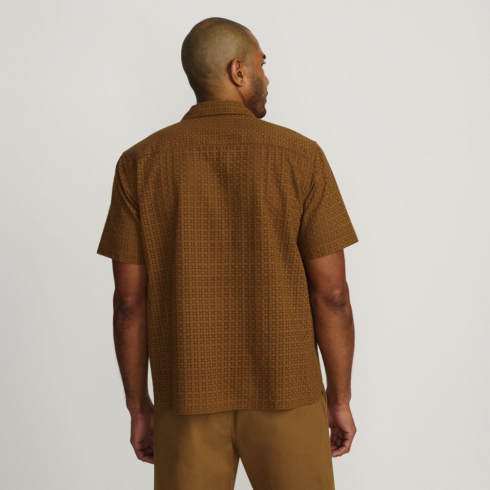 Men's Eyelet Textured Camp Collar Shirt - Set Top | Lands' End