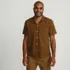 Men's Eyelet Textured Camp Collar Shirt - Set Top, Front