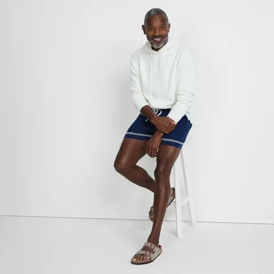 Men's 5.5" Linen Cotton Embroidered Easy Shorts - primary