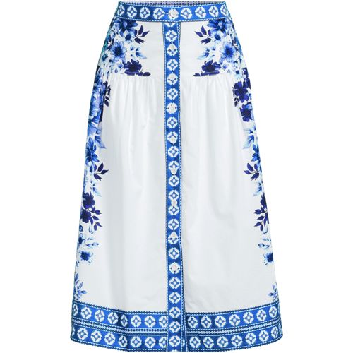 Women's Poplin Border Print Midi Skirt - Set Bottom, Front