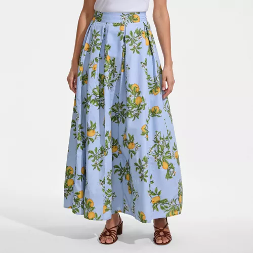 Women's Poplin Godet Maxi Skirt - Set Bottom, Front