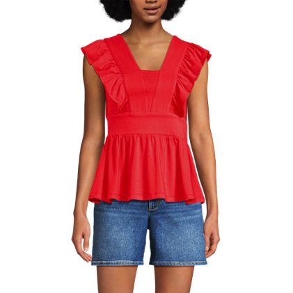 Women's Lightweight Jersey Ruffle Peplum Top - image 1