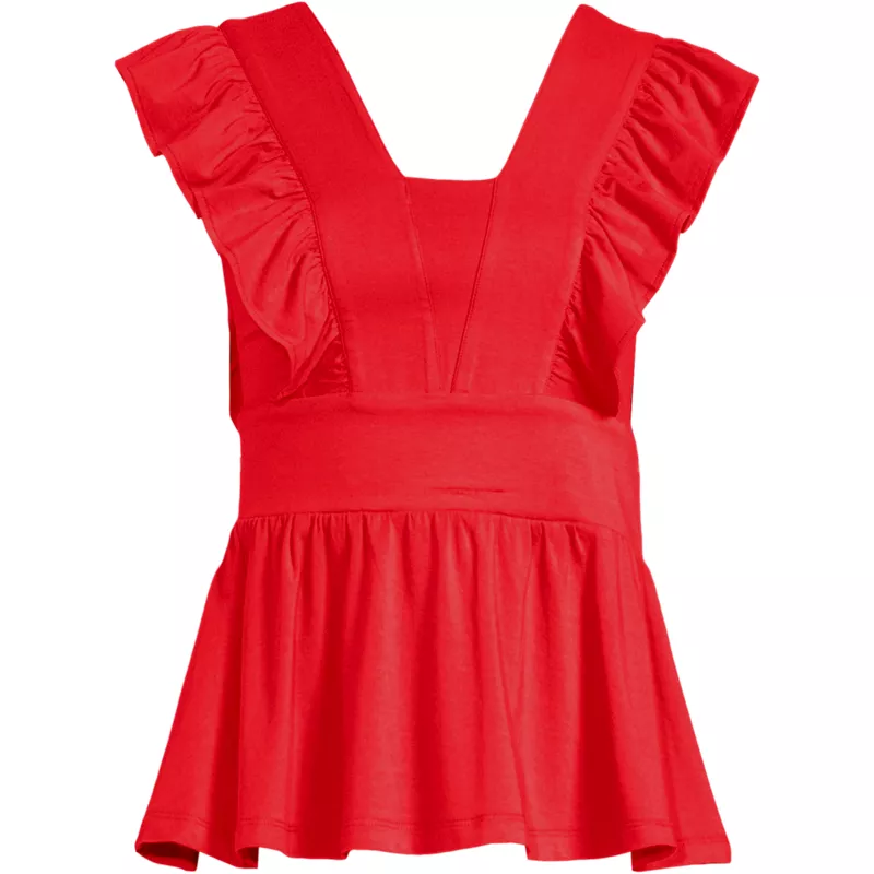 Women's Petite Lightweight Jersey Ruffle Peplum Top, Front