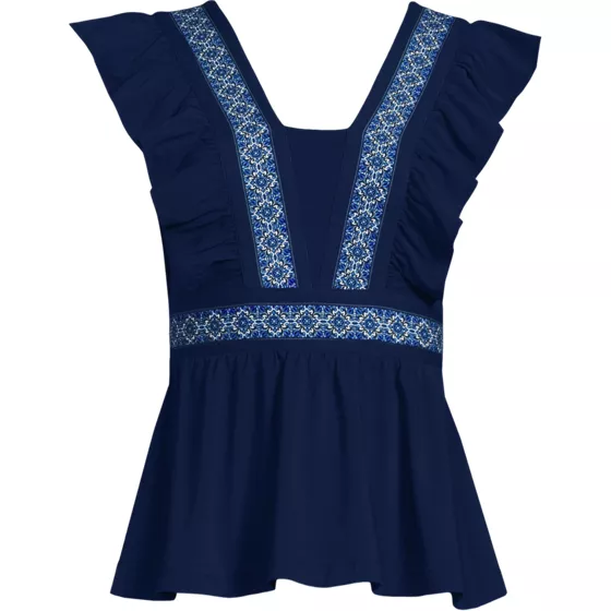 Women's Lightweight Jersey Ruffle Peplum Top - primary