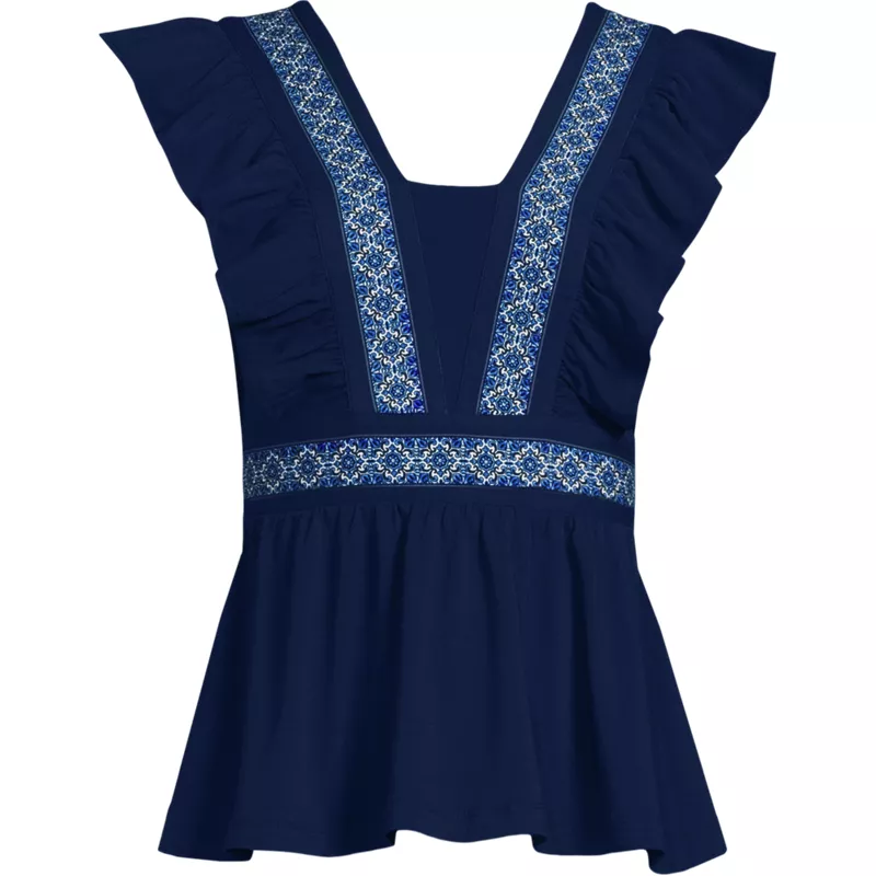 Women's Plus Size Lightweight Jersey Ruffle Peplum Top, Front
