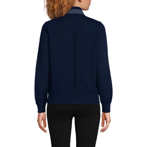  Lands' End Strick- & Stepp-bomberjacke, Damen, Größe:36-38 Regular, Blau, Polyester/polyester-mischung, By Lands' End 