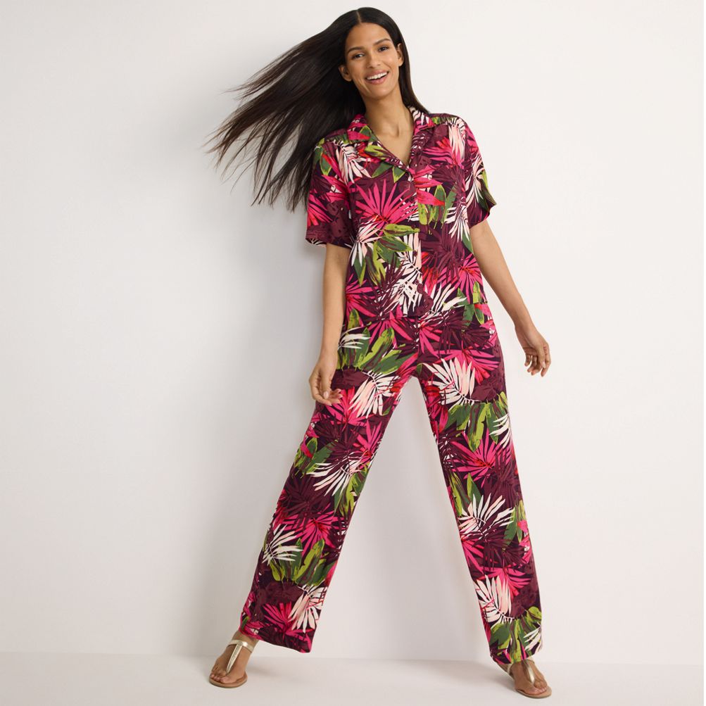 Women's Rayon High Rise Wide Leg Pants - Set Bottom | Lands' End