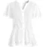 Women's Plus Size Short Sleeve Mixed Media Eyelet Top, Front