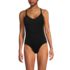 Women's Petite Tugless QuickDry V-Neck Multi-Way High Leg One Piece Swimsuit, Front