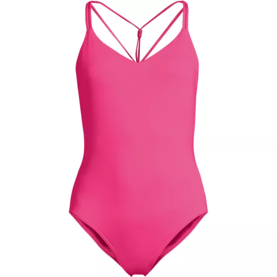 Women's Tugless QuickDry Strappy Back High Leg One Piece - primary
