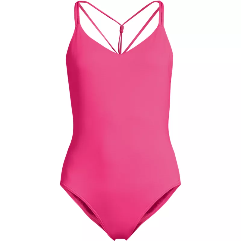 Women's Tugless QuickDry Strappy Back High Leg One Piece, Front