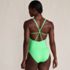 Women's Petite Tugless QuickDry V-Neck Multi-Way High Leg One Piece Swimsuit, alternative image