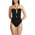 Women's Cut Out Multiway Halter High Leg One Piece Swimsuit, Front
