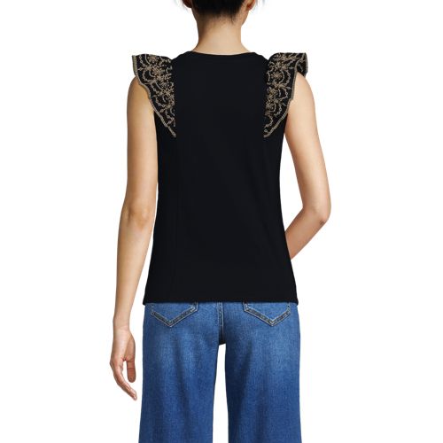 Women's Embroidered Ruffle Tank Top - image 3