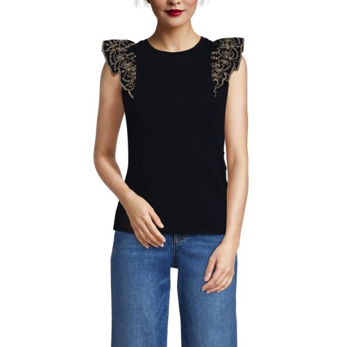 Women's Embroidered Ruffle Tank Top - image 2