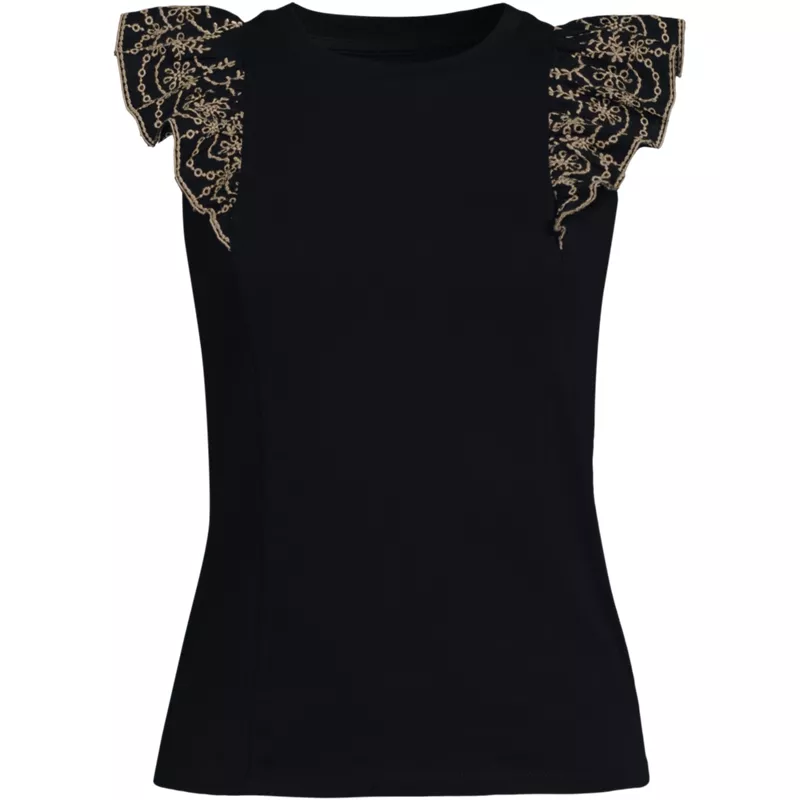 Women's Embroidered Ruffle Tank Top, Front