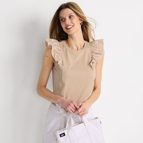 Women's Embroidered Ruffle Tank Top - image 5