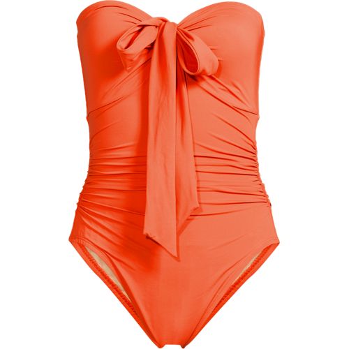  Lands' End Wandelbarer Bandeau-badeanzug Slender, Hoher Beinausschnitt, Damen, Größe:48 Plus, Orange, Elasthan/nylon-mischung, By Lands' End 