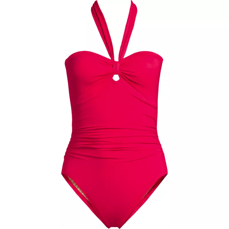 Women's Plus Size SlenderSuit Multi-Way Bandeau High Leg One Piece Swimsuit, Front