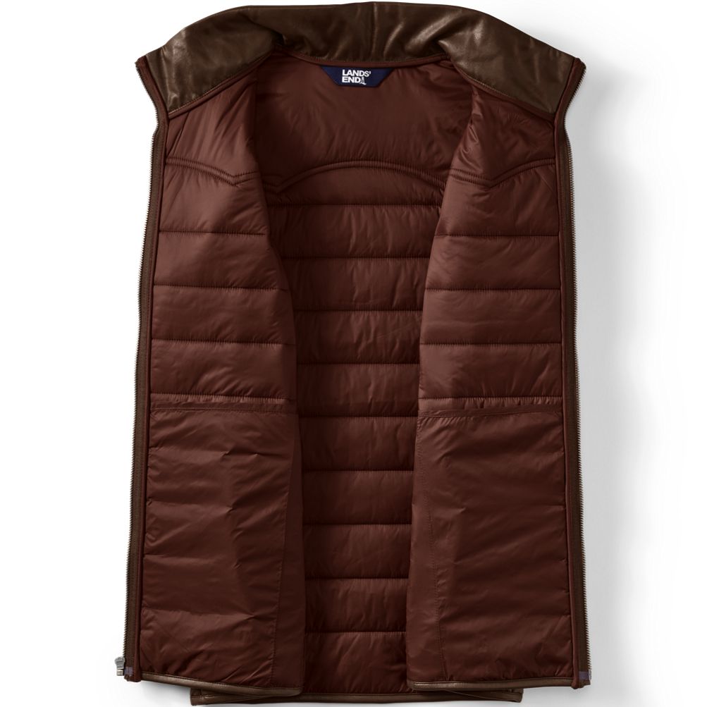 Men's Faux Leather Western Insulated Vest | Lands' End