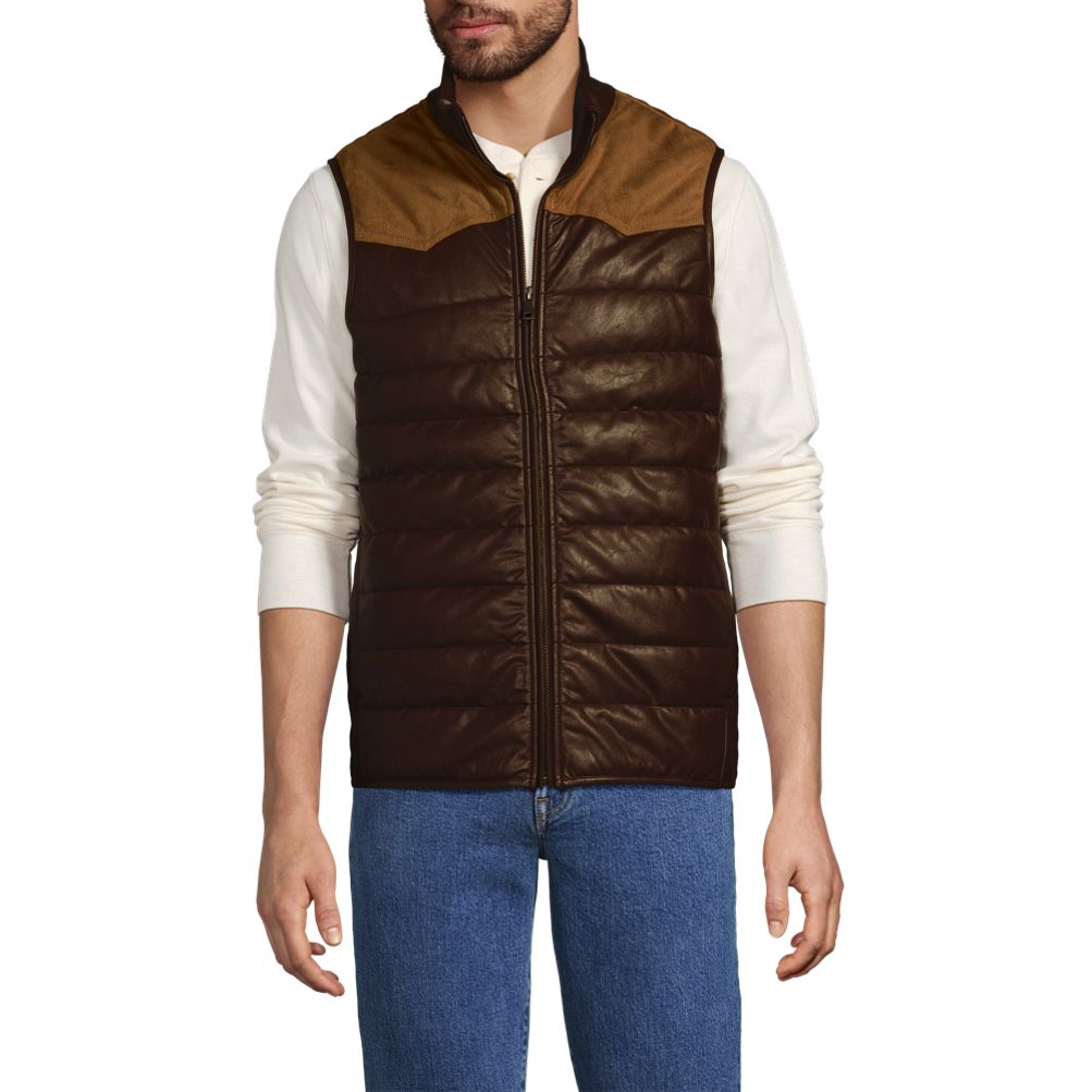 Men's Faux Leather Western Insulated Vest | Lands' End