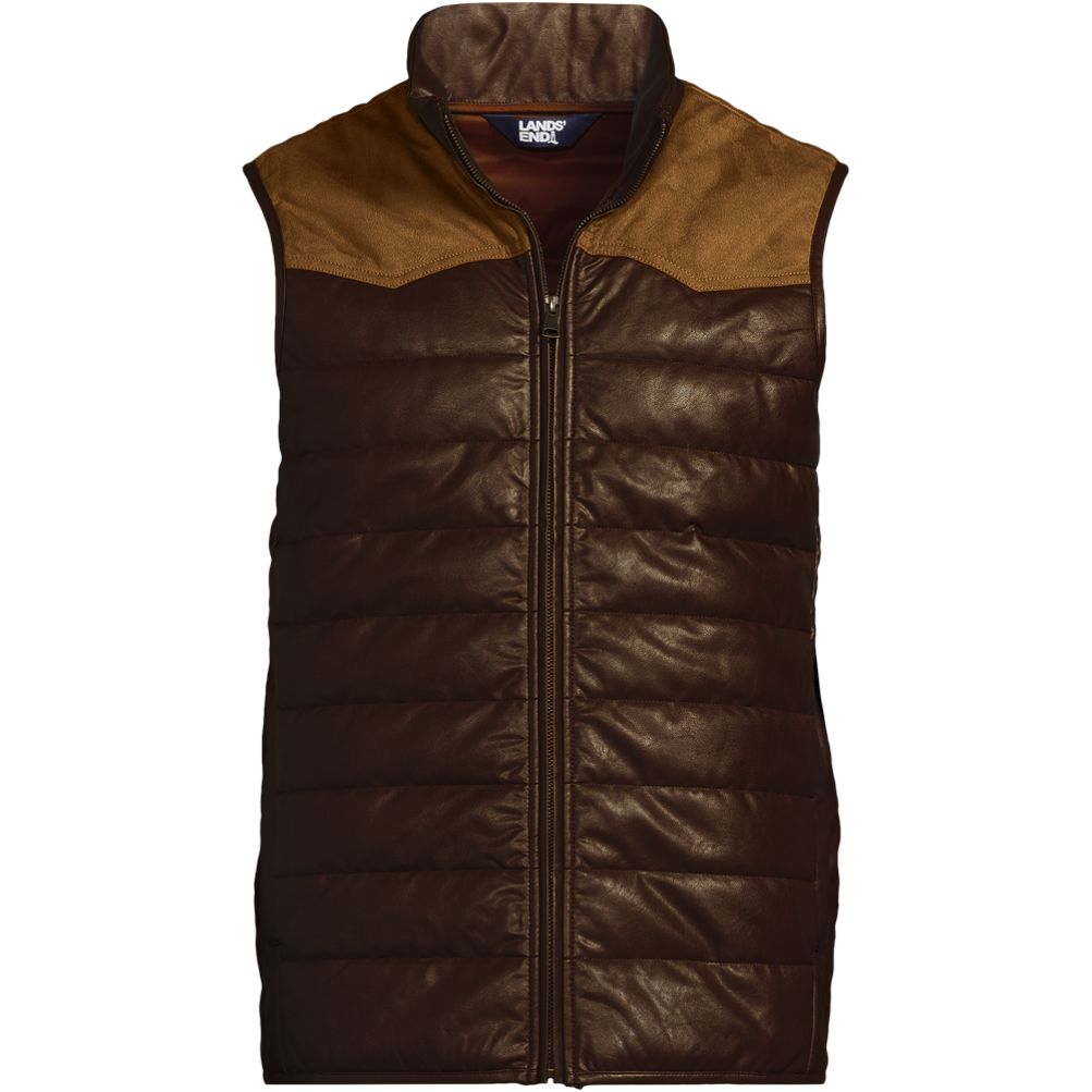 Men's Faux Leather Western Insulated Vest | Lands' End