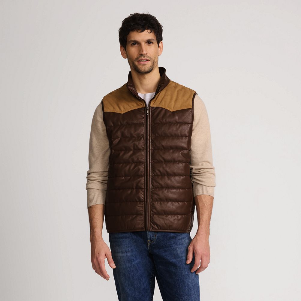 Men's Faux Leather Western Insulated Vest | Lands' End