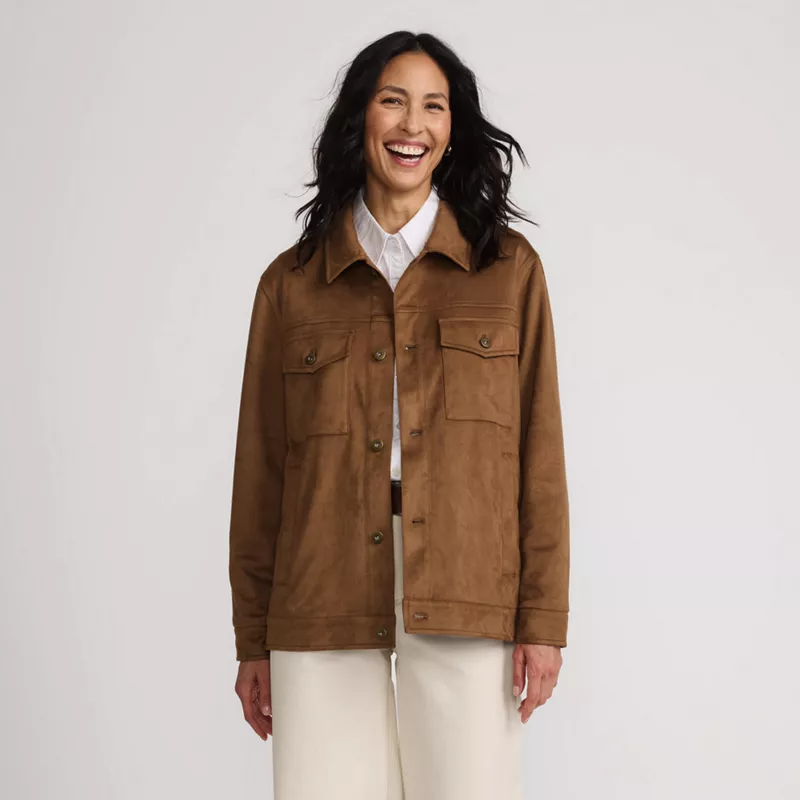 Unisex Faux Suede Trucker Jacket, Front