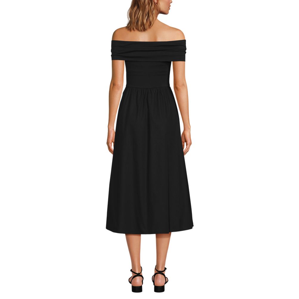 Women's Off the Shoulder Slender Mixed Media Dress | Lands' End