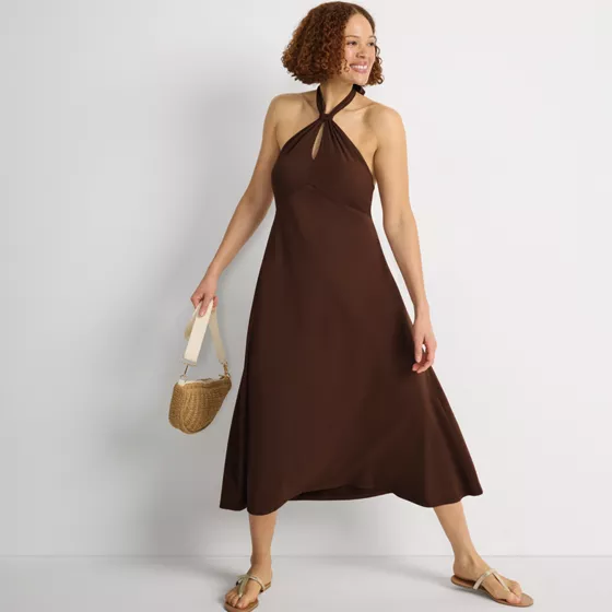 Women's Cotton Modal Halter Midi Dress - primary