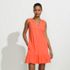 Women's Sleeveless Cotton Jersey Notch Neck Flounce Dress, Front