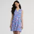 Women's Sleeveless Cotton Jersey Notch Neck Flounce Dress, Front