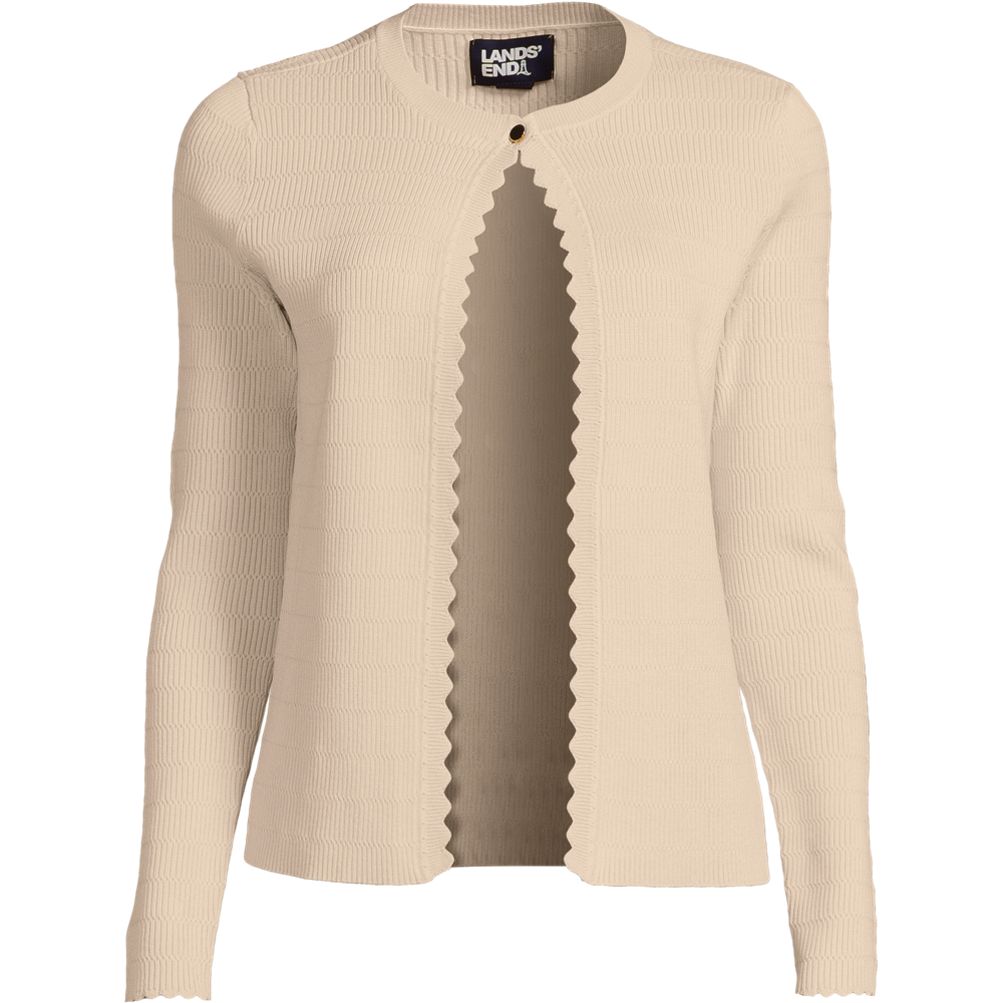 Women's Ribbed Scallop Cardigan Sweater - Set Top | Lands' End