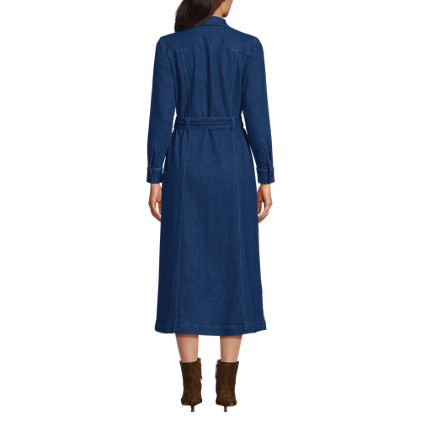 Women's Soft Denim Midi Shirt Dress - image 5