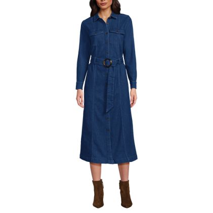 Women's Soft Denim Midi Shirt Dress - image 4