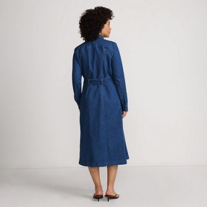 Women's Soft Denim Midi Shirt Dress - image 1