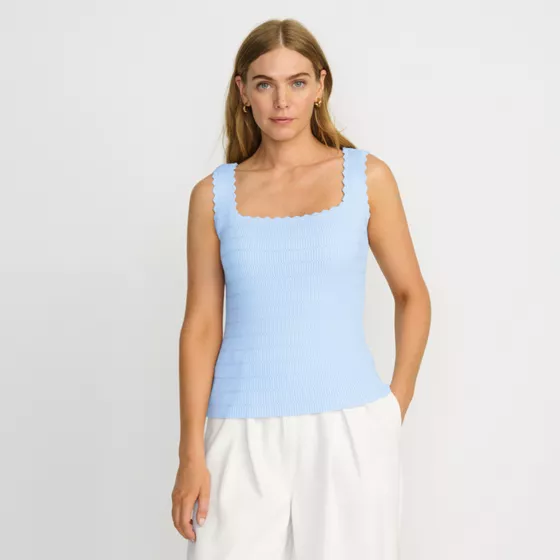 Women's Ribbed Square Neck Tank Sweater - Set Top - primary