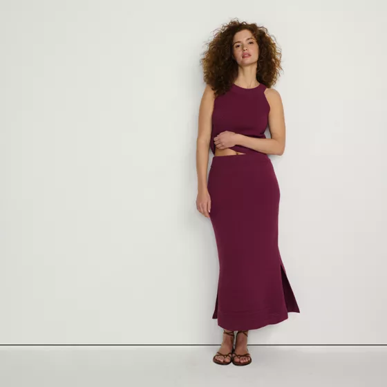 Women's Gassed Cotton Pointelle Halter Top Sweater Set Top - primary