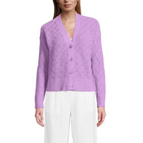  Lands' End Cardigan Aus Leinenmix, Damen, Größe:32-34 Regular, Lila, Baumwolle/leinen/baumwoll-mischung, By Lands' End 
