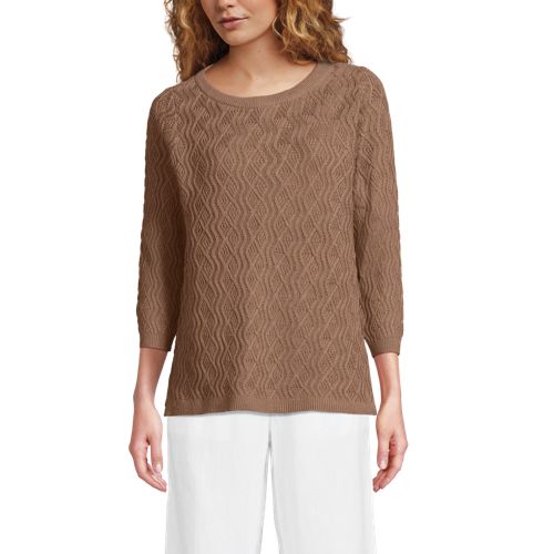  Lands' End Pullover Aus Leinenmix, Damen, Größe:32-34 Regular, Braun, Baumwolle/leinen/baumwoll-mischung, By Lands' End 