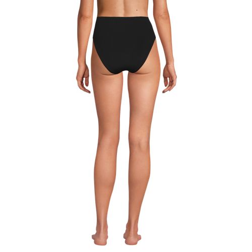 Lands' End Komfort-bikinihose Mit Hohem Beinausschnitt, High Waist, Damen, Größe:48 Regular, Schwarz, By Lands' End 