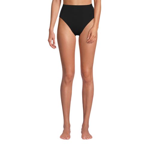  Lands' End Komfort-bikinihose Mit Hohem Beinausschnitt, High Waist, Damen, Größe:48 Regular, Schwarz, By Lands' End 