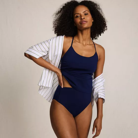 Women's Tugless QuickDry High Waisted High Leg Bikini Bottoms - primary
