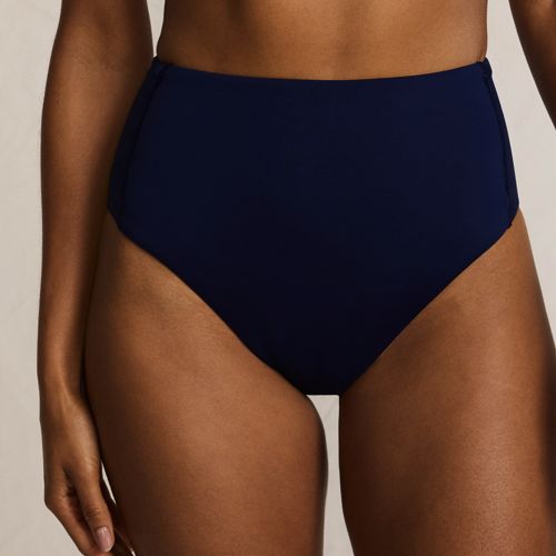  Lands' End Komfort-bikinihose Mit Hohem Beinausschnitt, High Waist, Damen, Größe:48 Regular, Blau, By Lands' End 