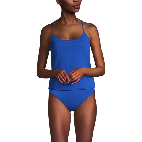 Women's Tugless QuickDry Adjustable Strappy Back Tankini Top, Front