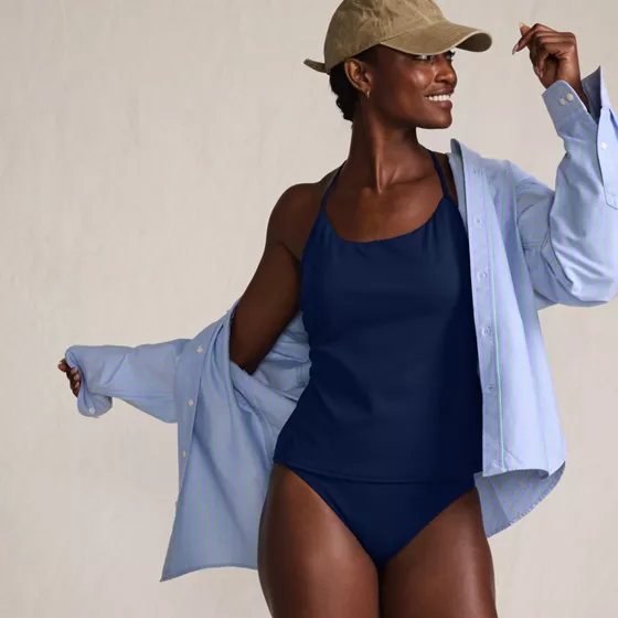 Women's Tugless QuickDry Adjustable Strappy Back Tankini Top  - primary