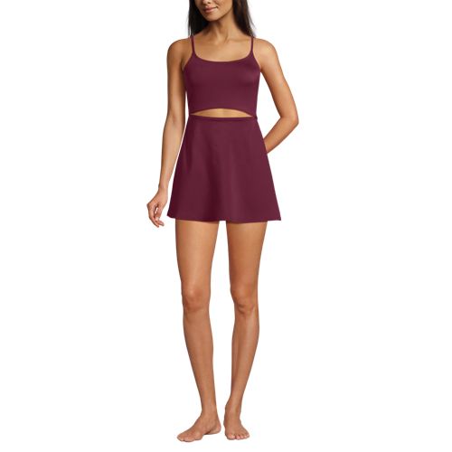 Women's Tugless Monokini Swim Dress Swimsuit, Front