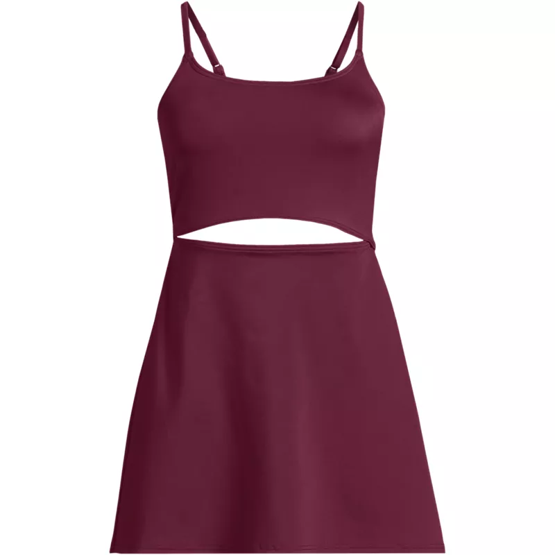 Plus Size Women's Tugless Monokini Swim Dress Swimsuit, Front