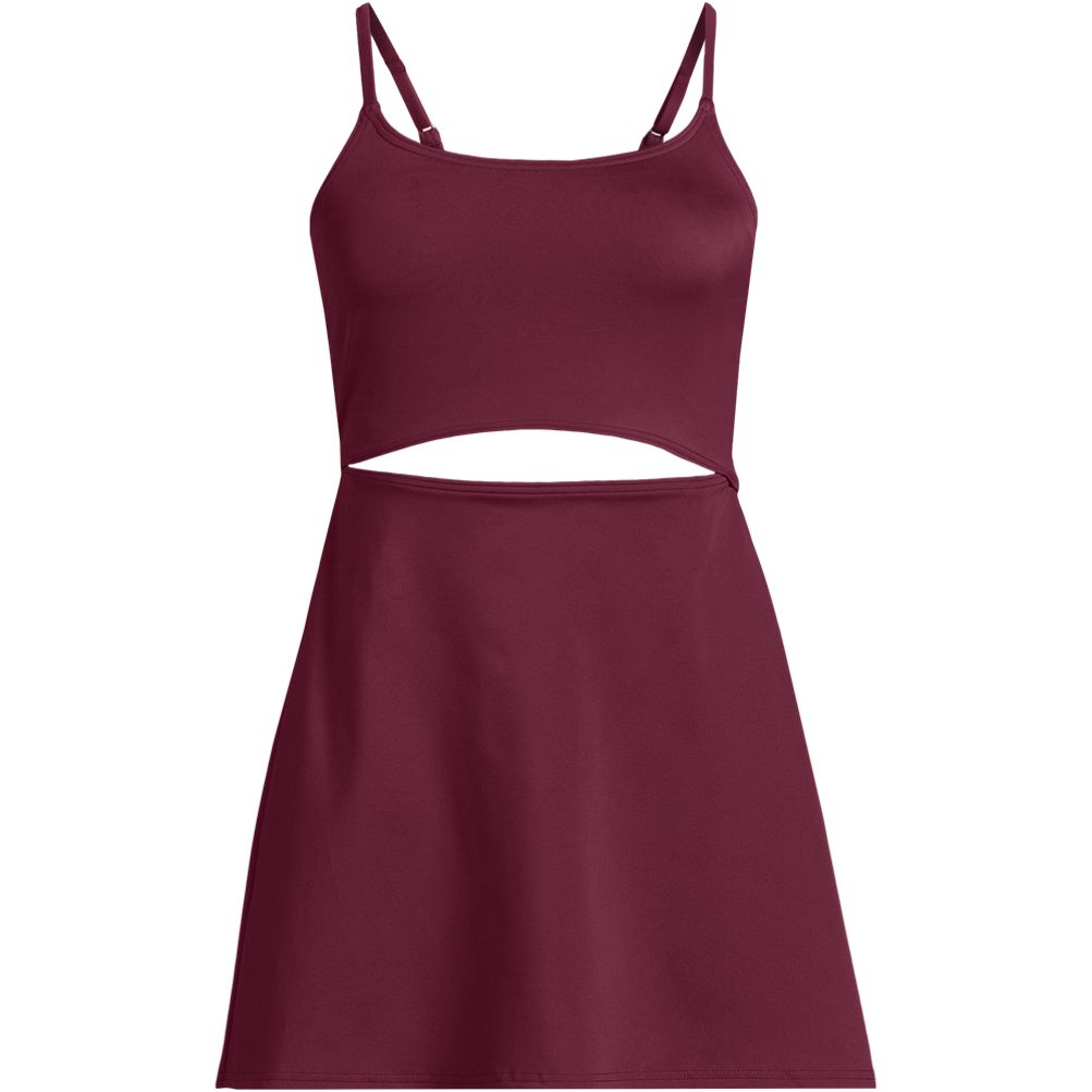 Plus Size Women's Tugless Monokini Swim Dress Swimsuit - Lands' End - Red - 18W